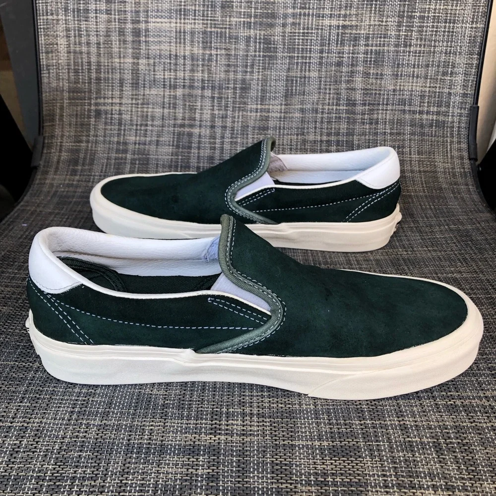 Vans Green and White Slip-On Sneakers - Picture 6 of 13